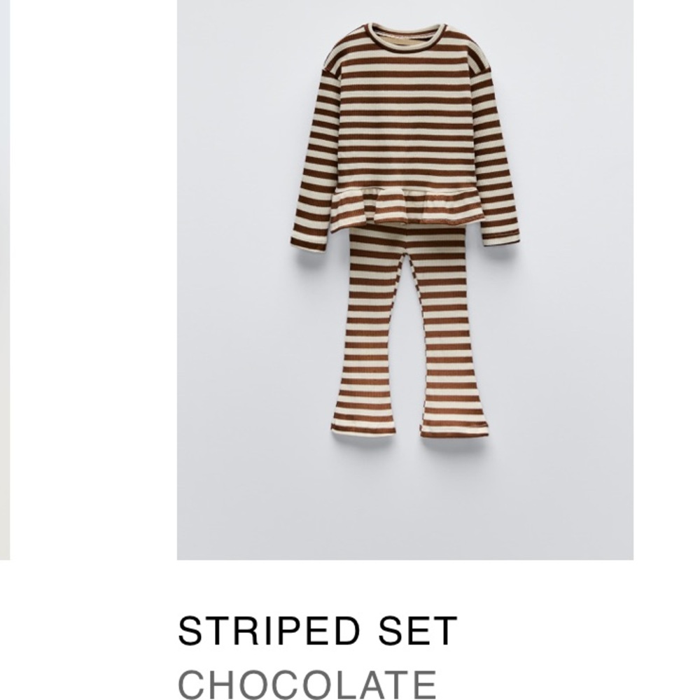 Zara Kids Striped Set - Brown and Cream